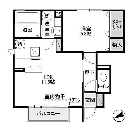 米沢ベース(1LDK/1階)の間取り写真