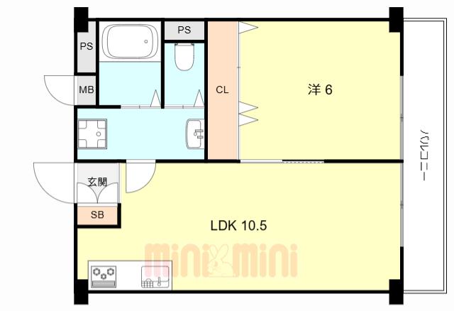 シェトア塚口(1LDK/1階)の間取り写真