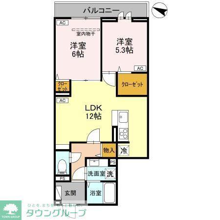NOBLE RAFFINER上小町(2LDK/2階)の間取り写真