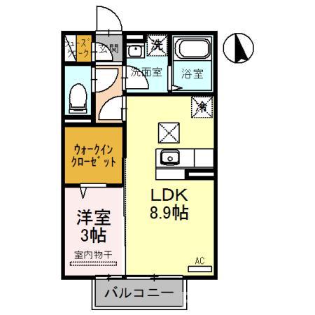 プレミアム九番館(1LDK/1階)の間取り写真
