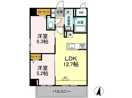 メゾン ド ウミライ松江駅前(2LDK/2階)の間取り写真
