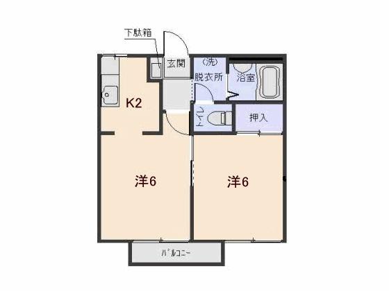シャトル青山(2K/1階)の間取り写真