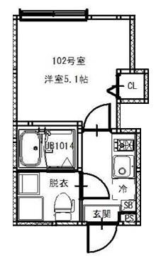 ZENITH 平井(1K/1階)の間取り写真