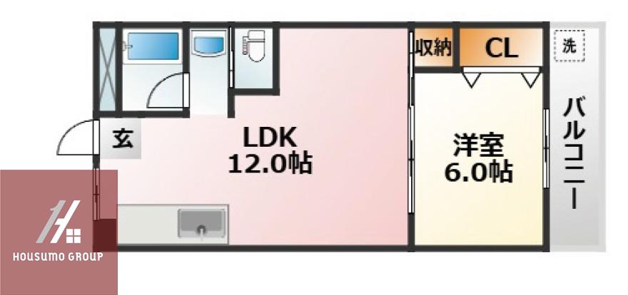 大幸ハイツ(1LDK/4階)の間取り写真
