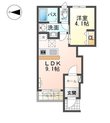 RIO MUND(1LDK/1階)の間取り写真