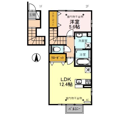 GRAND DONNER(1LDK/2階)の間取り写真