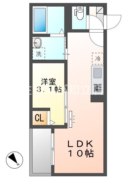 JACK HACHIMANII(1LDK/3階)の間取り写真