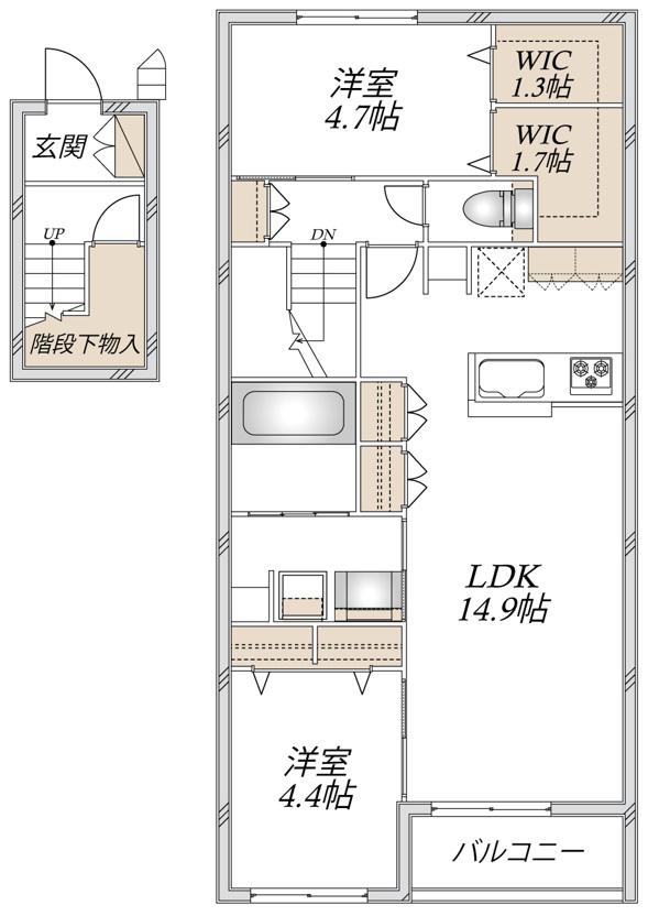 LE NOIR(2LDK/2階)の間取り写真