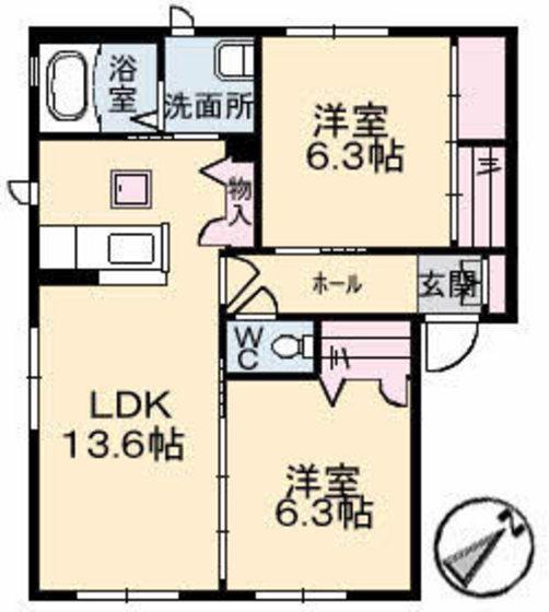 MS PRONUBE弐番館(2LDK/1階)の間取り写真