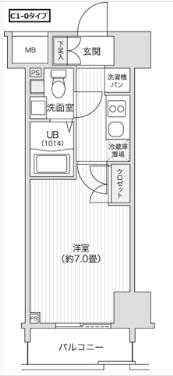 レジディア笹塚II(1K/12階)の間取り写真