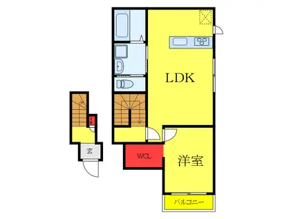 フォレストメゾン恭和II(1LDK/2階)の間取り写真