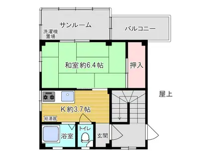 松本マンション(1K/3階)の間取り写真