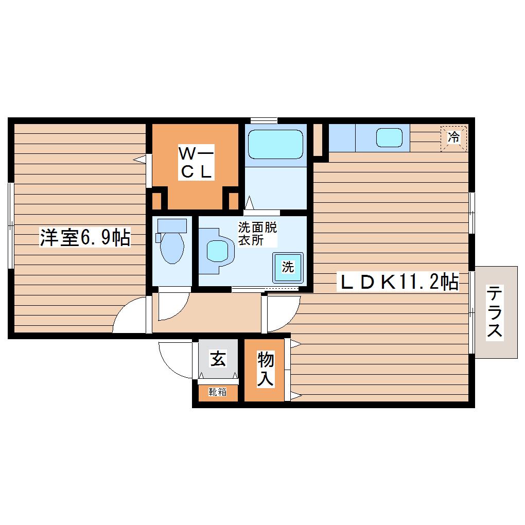 ラフィネ リジェール(1LDK/1階)の間取り写真