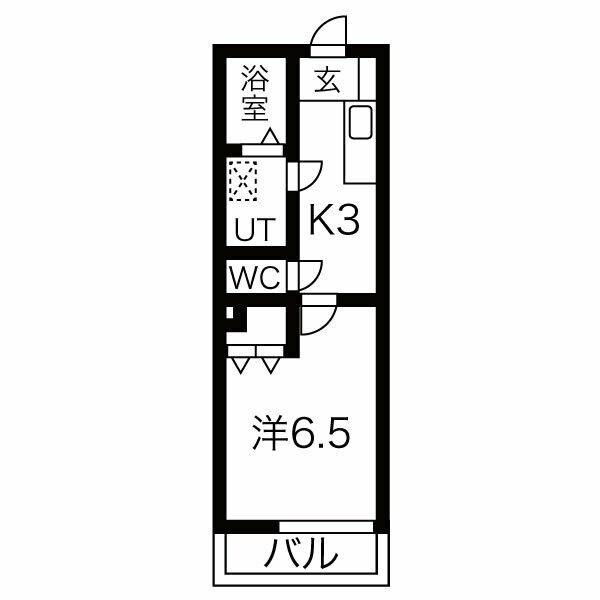 ネオハイム元柴田(1K/2階)の間取り写真