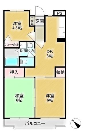 エントピア(3DK/4階)の間取り写真