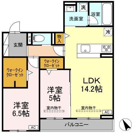 ル・カヴァリエ(2LDK/2階)の間取り写真