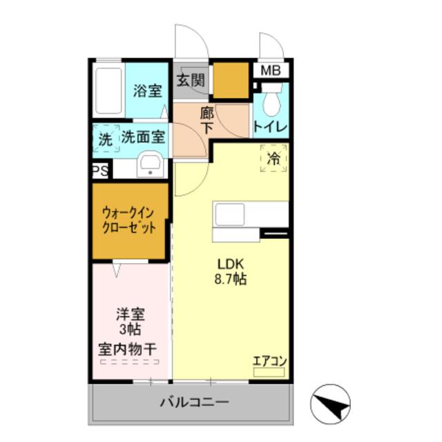 カルチェ B(1LDK/2階)の間取り写真