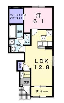 フィオーレI(1LDK/1階)の間取り写真