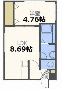 パークサイト東札幌(1LDK/2階)の間取り写真