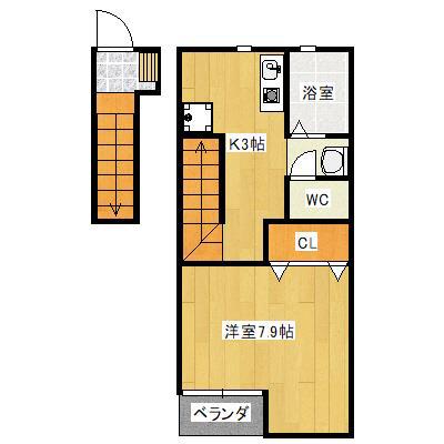 VILLA SOLEIL(1K/2階)の間取り写真