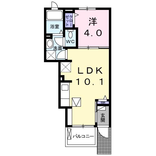 日暮里・舎人ライナー 見沼代親水公園駅 徒歩4分 2階建 築13年(1LDK/1階)の間取り写真