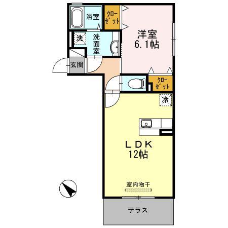 ボナールII(1LDK/1階)の間取り写真