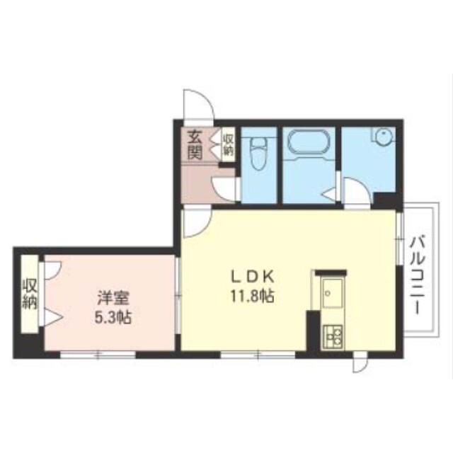 PLATINUM三ッ沢(1LDK/1階)の間取り写真