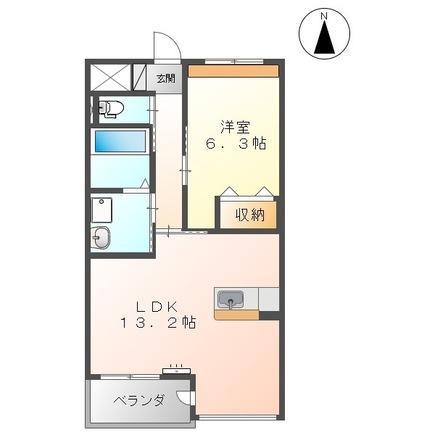 ファインパレスV(1LDK/3階)の間取り写真