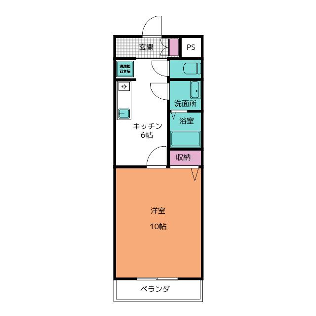 ハイタウン久保(1DK/3階)の間取り写真