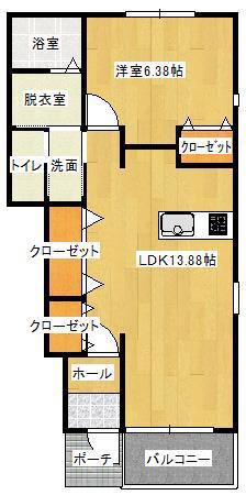 ムーンシャインC(1LDK/1階)の間取り写真