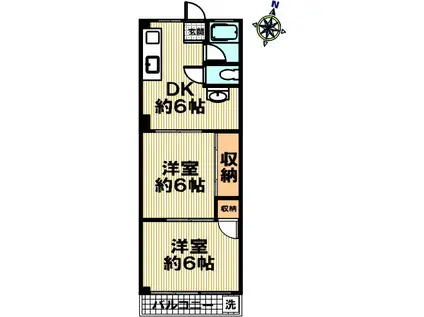 新六甲マンション(2DK/4階)の間取り写真