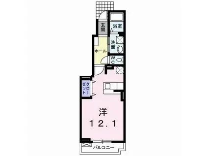 ジェルメ(ワンルーム/1階)の間取り写真