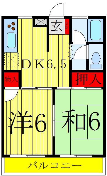 ドミールカネコ(2DK/1階)の間取り写真
