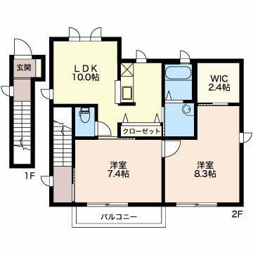 Jスタイル稲田(2LDK/2階)の間取り写真