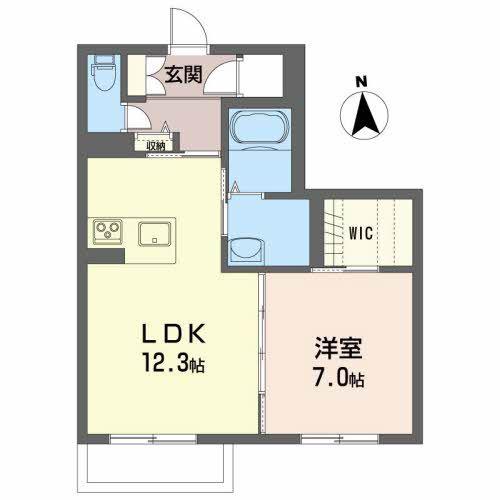 メゾンマスト本宮(1LDK/1階)の間取り写真