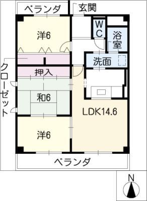 KREIS(3LDK/3階)の間取り写真