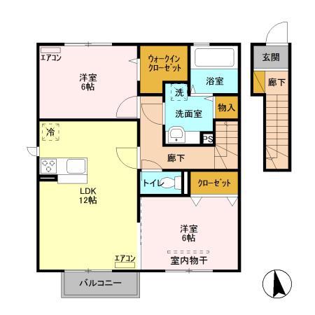 WIT浜野(2LDK/2階)の間取り写真