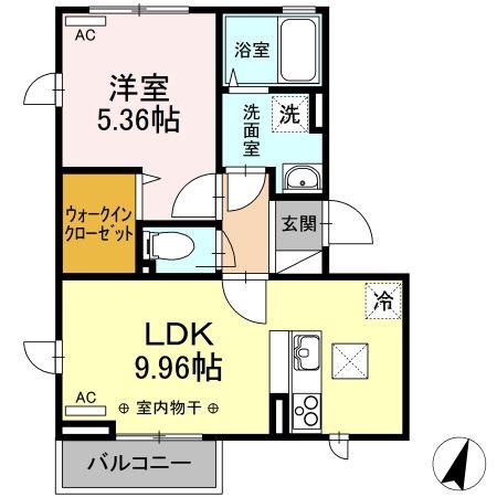 エクセルマルヤマ(1LDK/1階)の間取り写真
