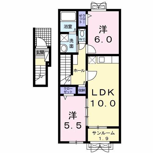 BLOOM(2LDK/2階)の間取り写真