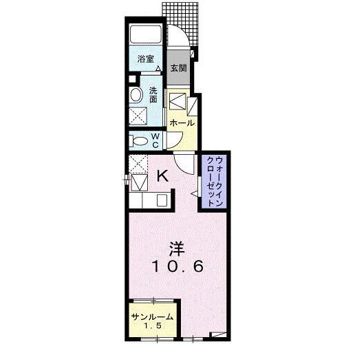 ラーク森II(1K/1階)の間取り写真
