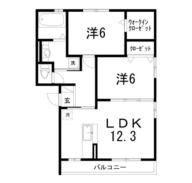プランドール朝倉東町(2LDK/2階)の間取り写真
