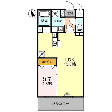 グレース桂川(1LDK/4階)の間取り写真