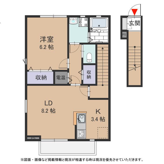 ＪＲ関西本線 春田駅 徒歩15分 2階建 築19年(1LDK/2階)の間取り写真