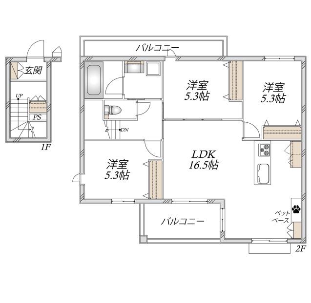 GRACE MAISON(3LDK/2階)の間取り写真
