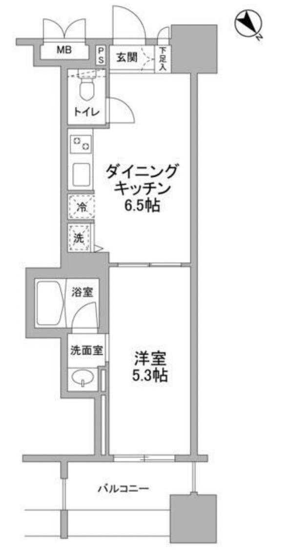 パークフラッツ横濱公園(1DK/4階)の間取り写真