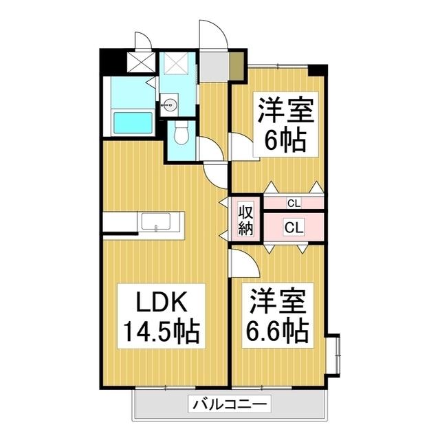 メゾン・ド・ポプラ(2LDK/6階)の間取り写真