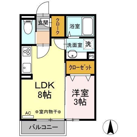 ガーベラ(1LDK/2階)の間取り写真