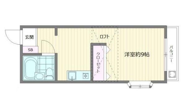 カーサフェリス(ワンルーム/2階)の間取り写真