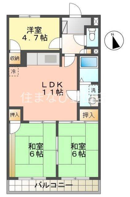 アメニティ板倉(3LDK/2階)の間取り写真