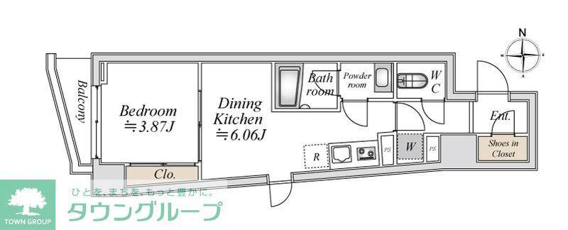 プライムガーデン赤塚(1DK/2階)の間取り写真